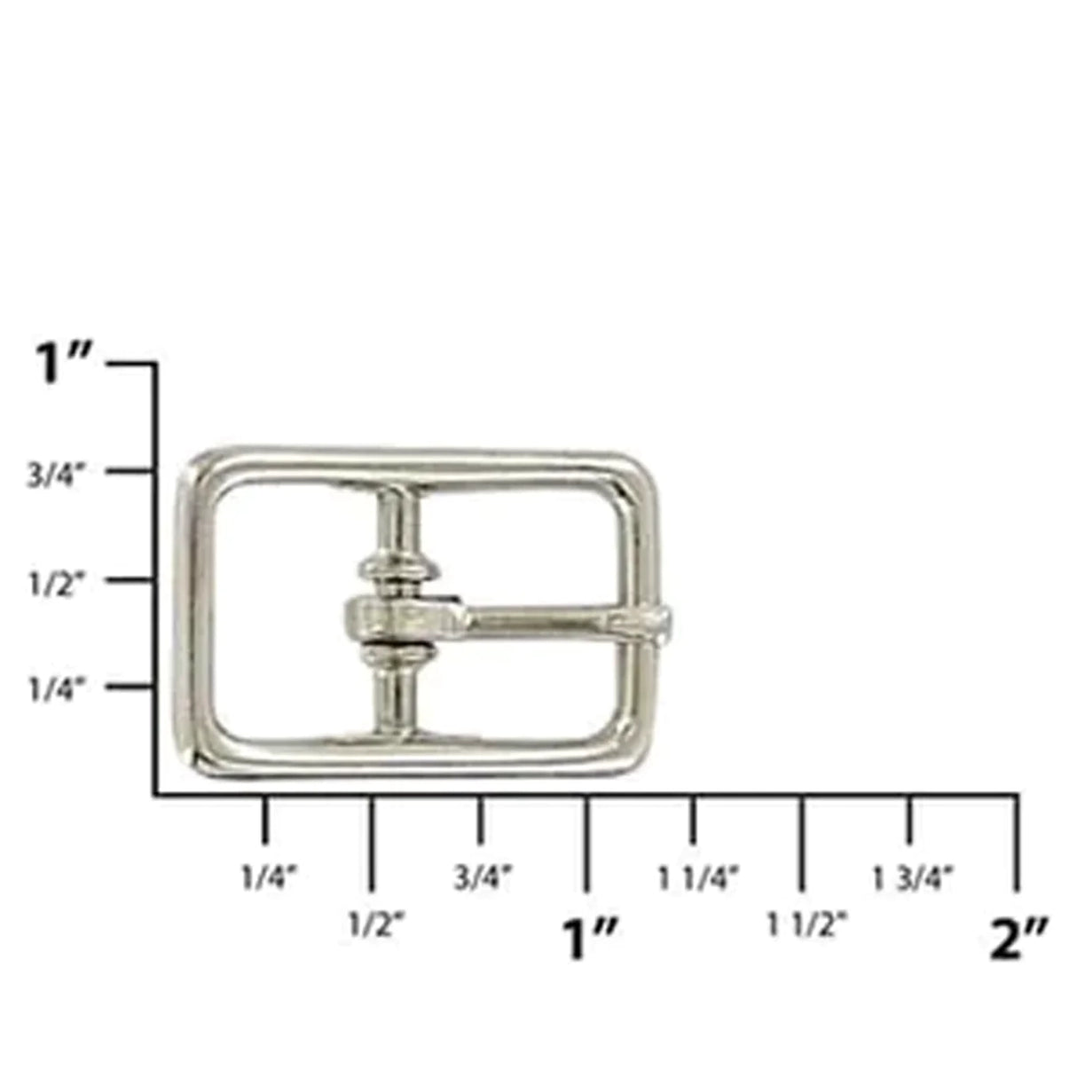 1/2" Nickel, 19x31mm Center Bar Buckle, Zinc Alloy