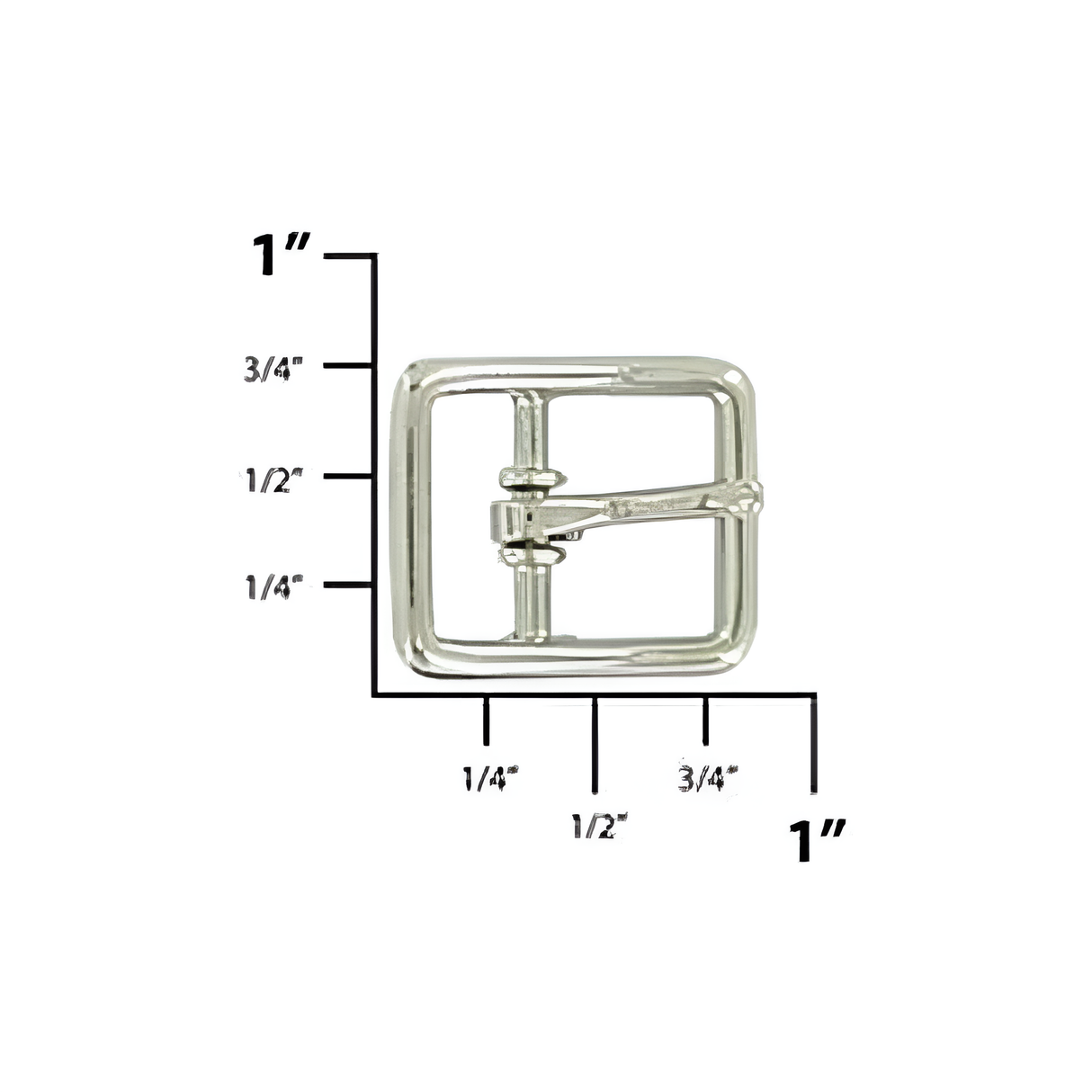 1/2" Nickel, 19x22mm Center Bar Buckle, Zinc Alloy