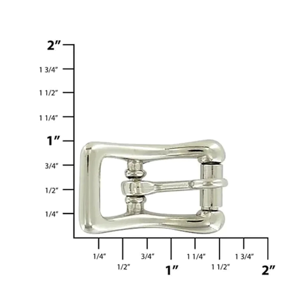 1/2" Nickel, Locking Tongue Center Bar Roller Buckle, Zinc Alloy