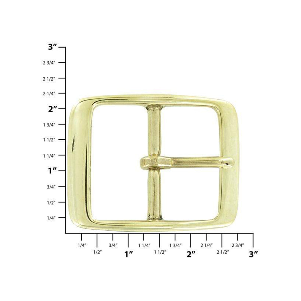 1 3/4" Brass, Center Bar Buckle, Solid Brass