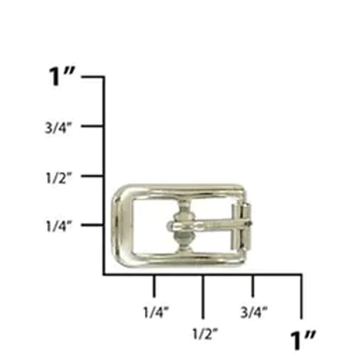 1/4" Nickel, Center Bar Buckle, Steel