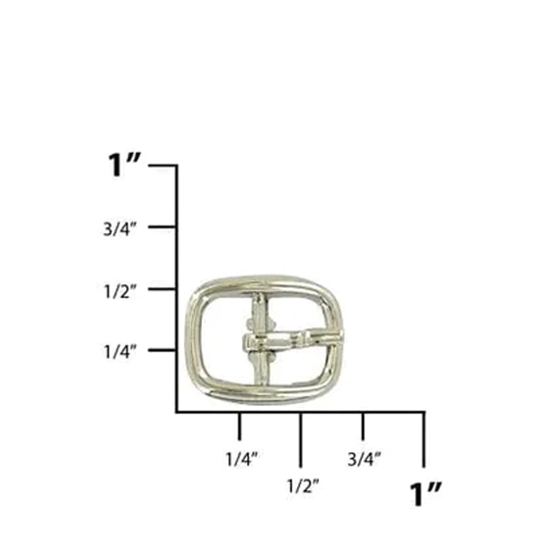 1/4" Nickel, Center Bar Buckle, Zinc Alloy