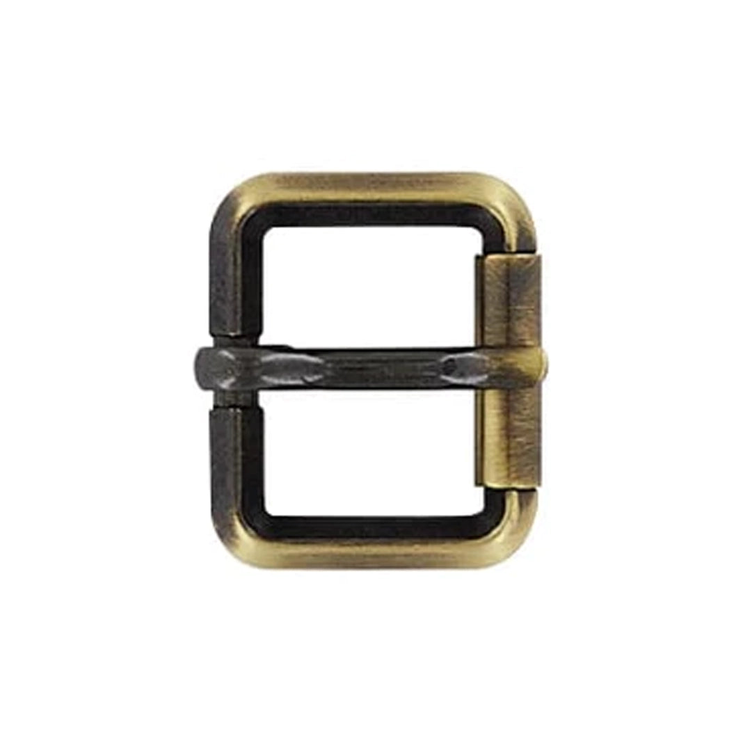 1" Antique Brass, Beveled Heel Bar Roller Buckle, Zinc Alloy