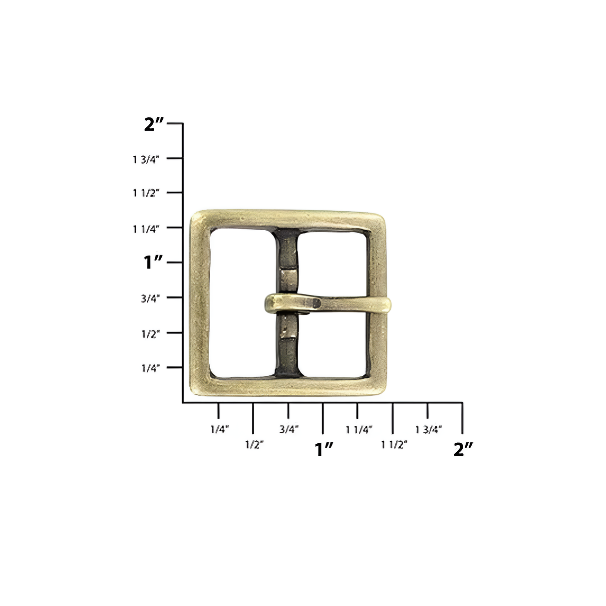 1" Antique Brass, Sam Browne Center Bar Buckle, Solid Brass