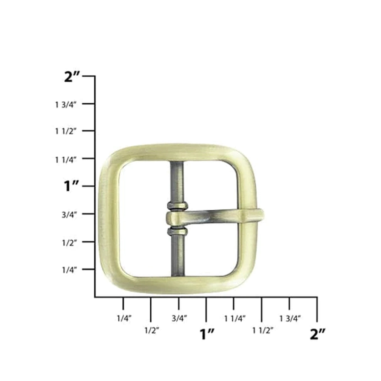 1" Antique Brass, Center Bar Buckle, Zinc Alloy