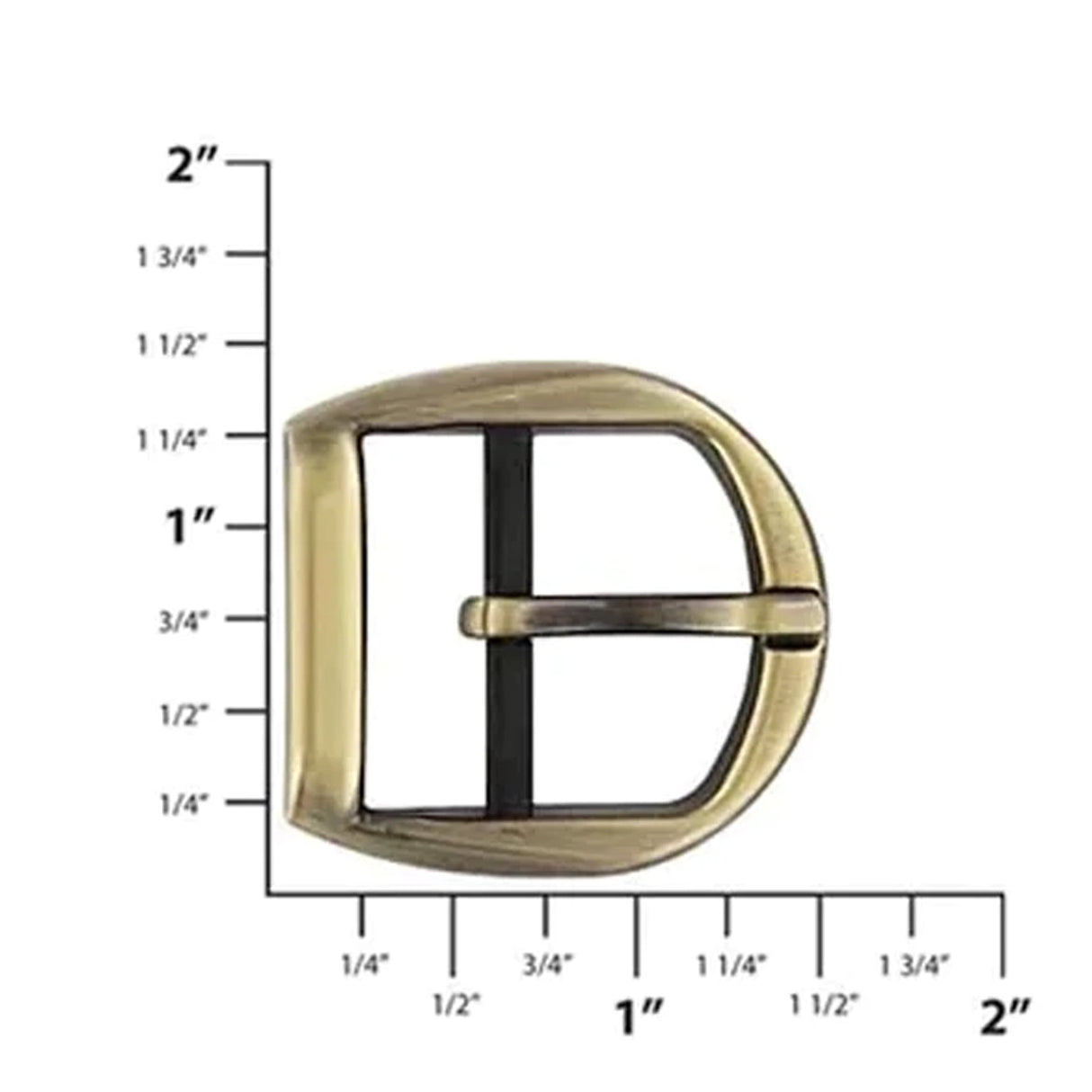 1" Antique Brass, D Shaped Center Bar Buckle, Zinc Alloy