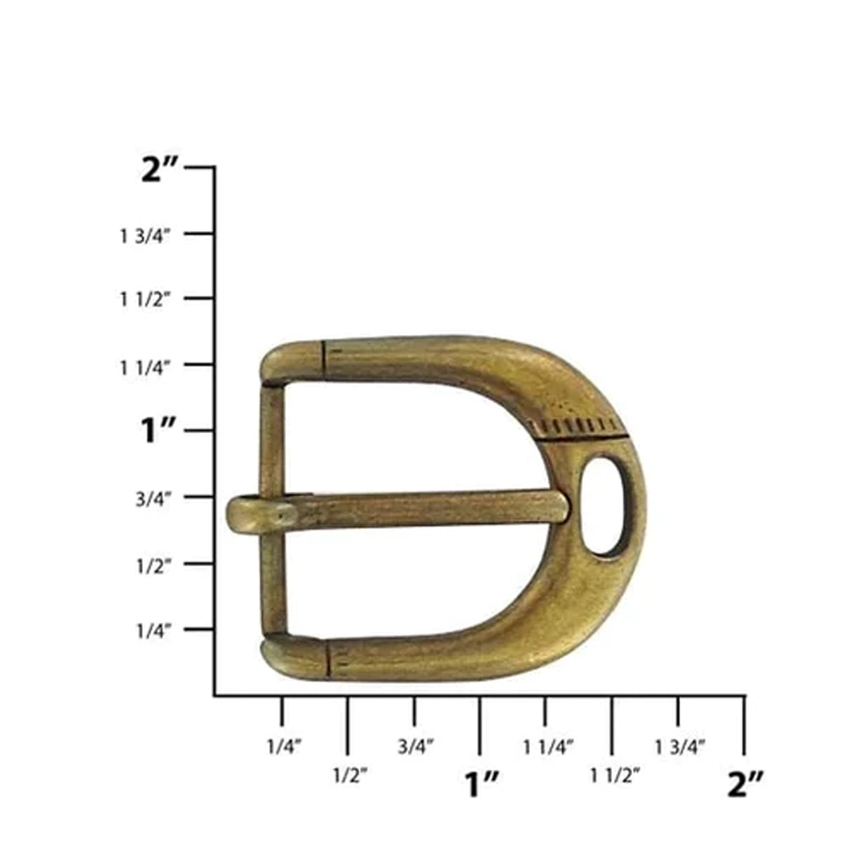 1" Antique Brass, Rounded Heel Bar Buckle, Zinc Alloy