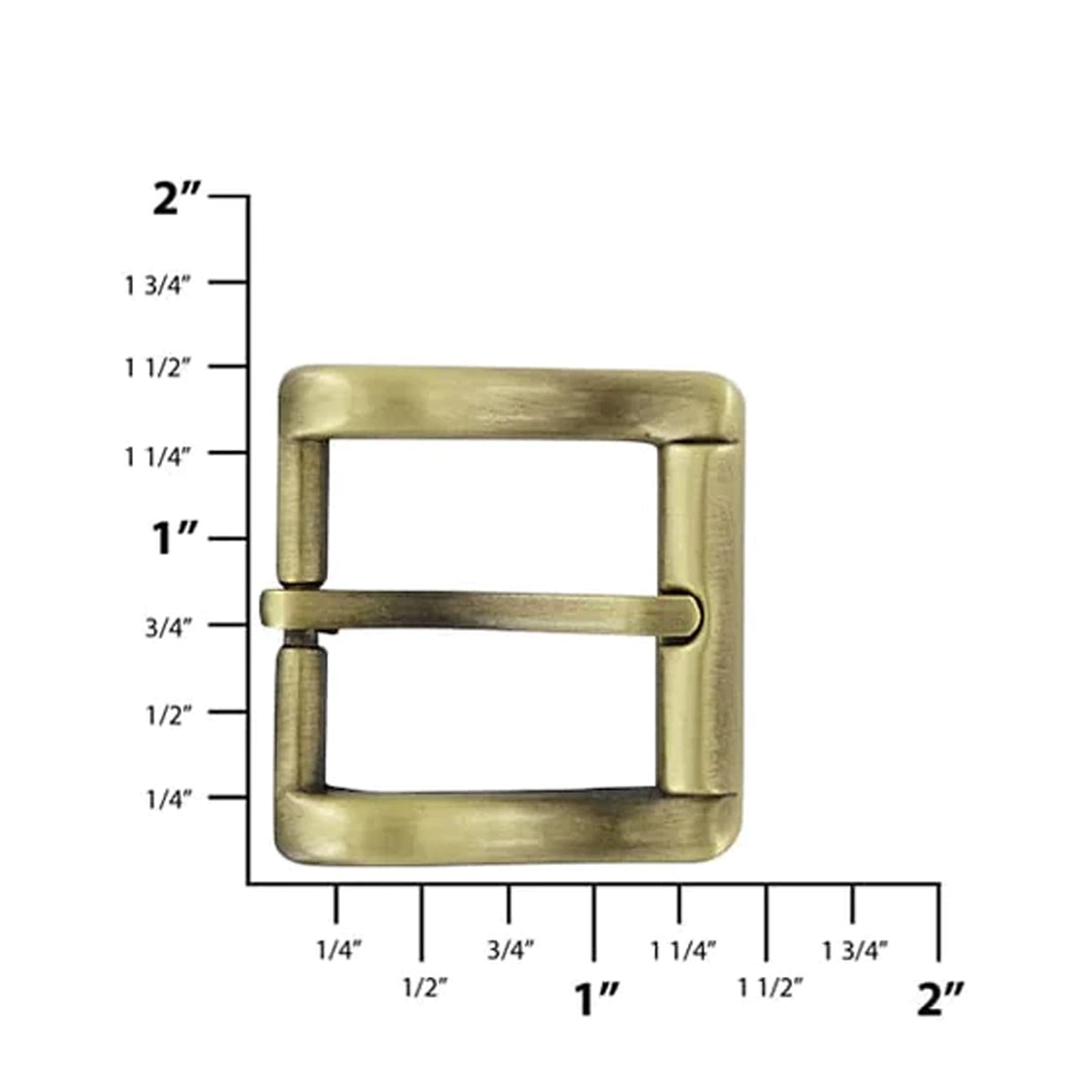 1" Antique Brass, Square Heel Bar Buckle, Zinc Alloy