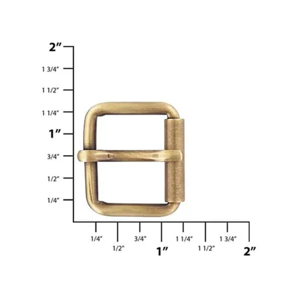 1" Antique Brass, Heel Roller Bar Buckle, Steel