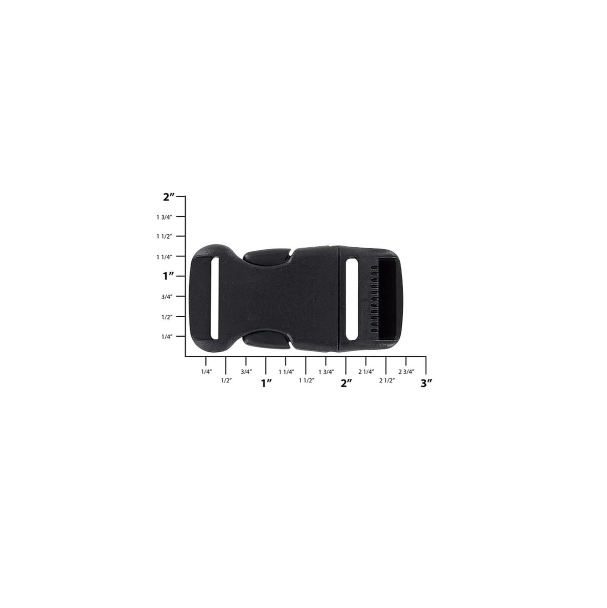 1" Black, Adjustable Side Squeeze Buckle, Plastic