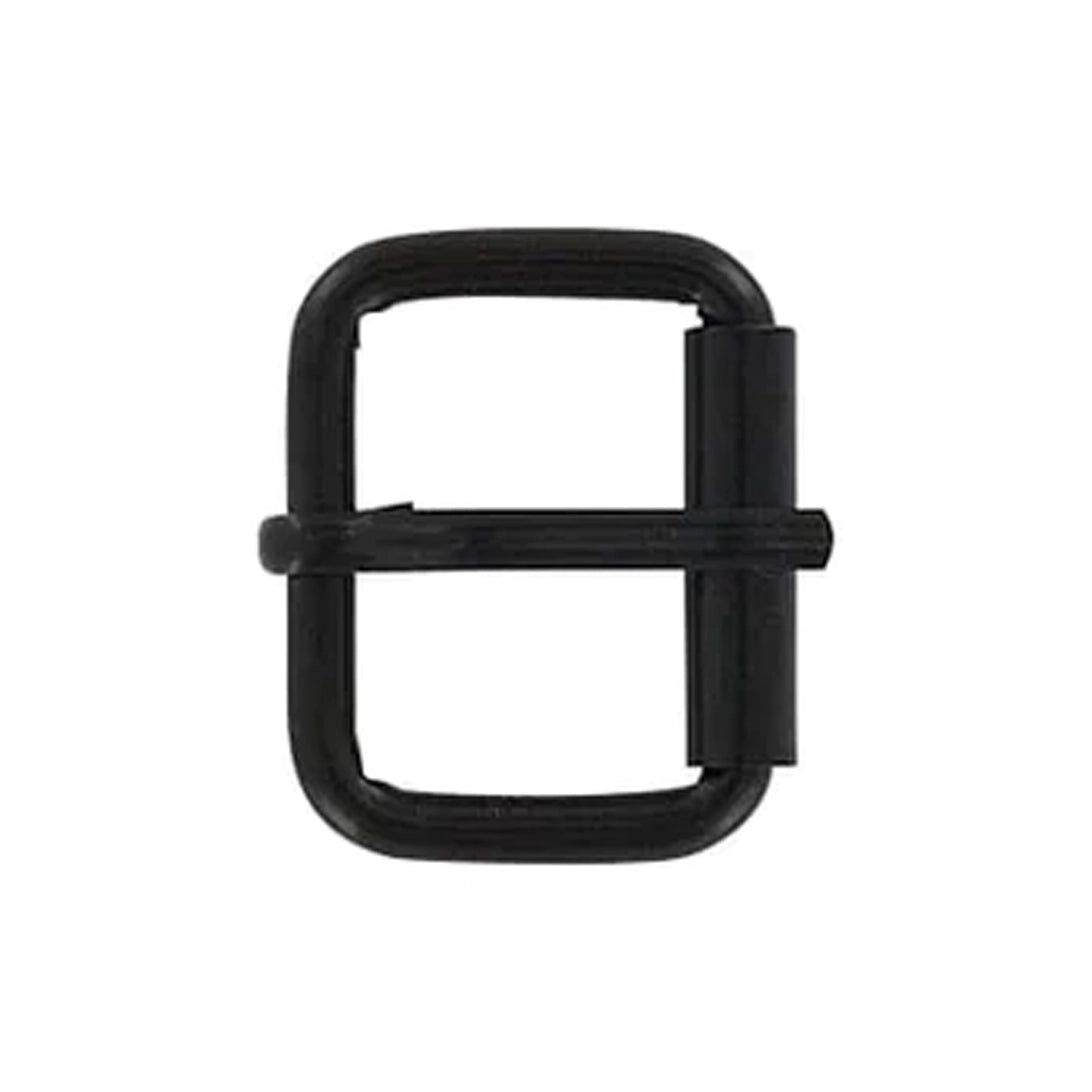 1" Black, Heel Bar Roller Buckle, Steel