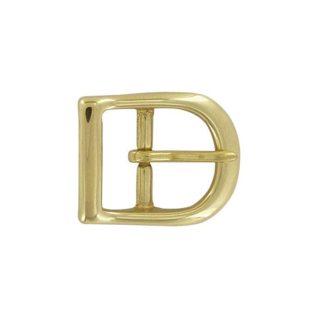1" Brass, D Shaped Center Bar Buckle, Solid Brass