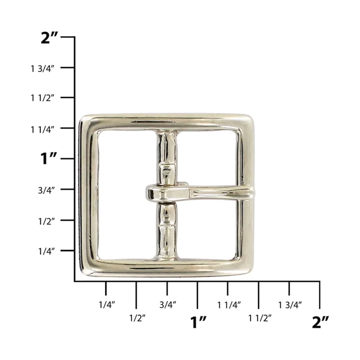 1" Nickel, Sam Browne Center Bar Buckle, Solid Brass