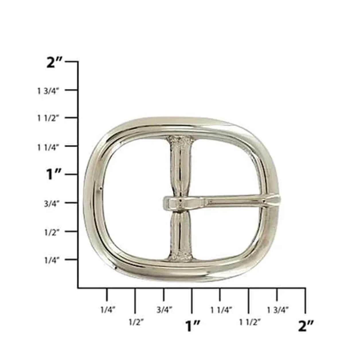 1" Nickel, 1.5"x1.75" Center Bar Buckle, Solid Brass