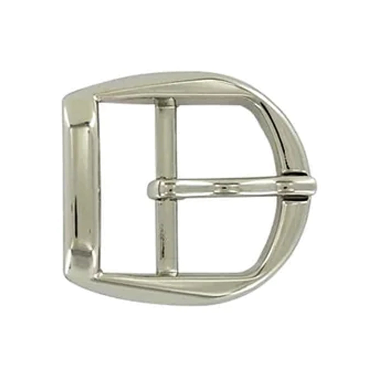 1" Shiny Nickel, D Shaped Center Bar Buckle, Zinc Alloy