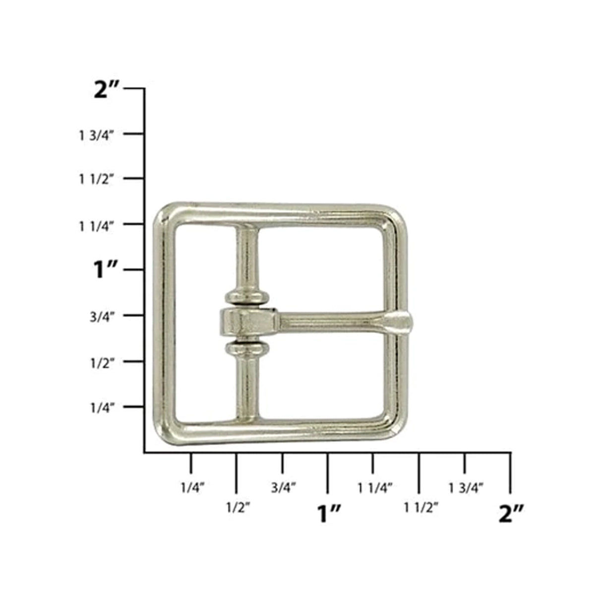 1" Nickel, Center Bar Buckle, Zinc Alloy