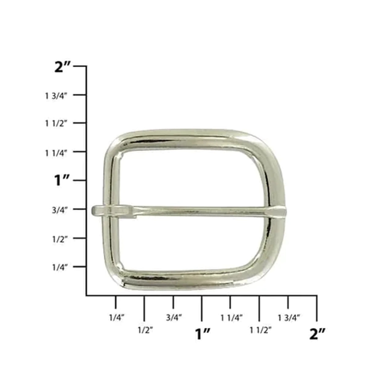 1" Nickel, Rounded Heel Bar Buckle, Steel