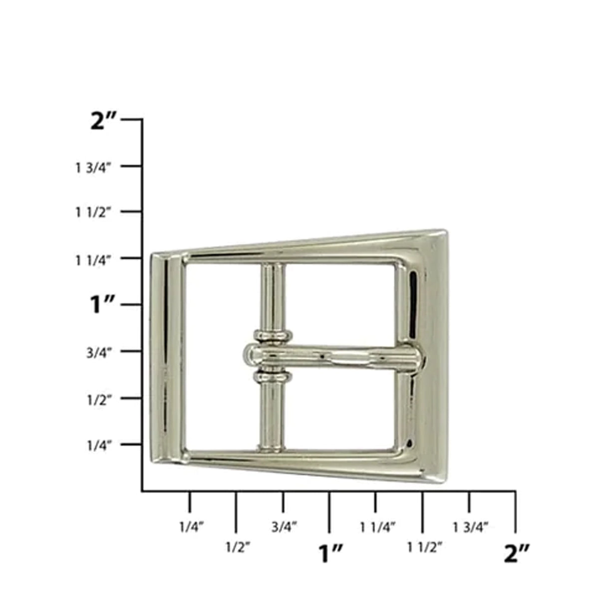 1" Shiny Nickel, Funky Center Bar Buckle, Zinc Alloy