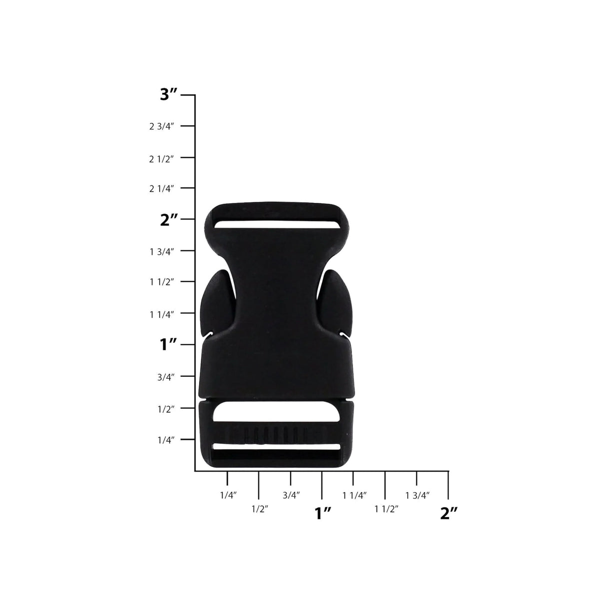 1" Black, Side Squeeze Buckle, Plastic