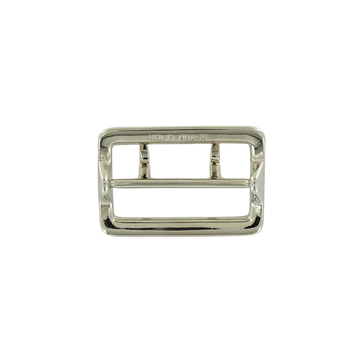 2 1/4" Chrome over Brass, Sam Browne Double Tongue Center Bar Buckle, Solid Brass