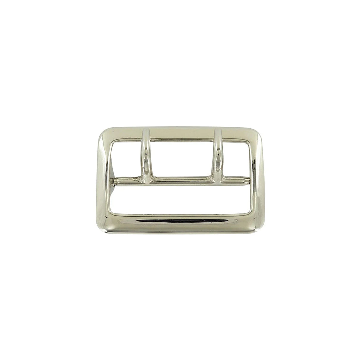 2 1/4" Chrome over Brass, Sam Browne Double Tongue Center Bar Buckle, Solid Brass