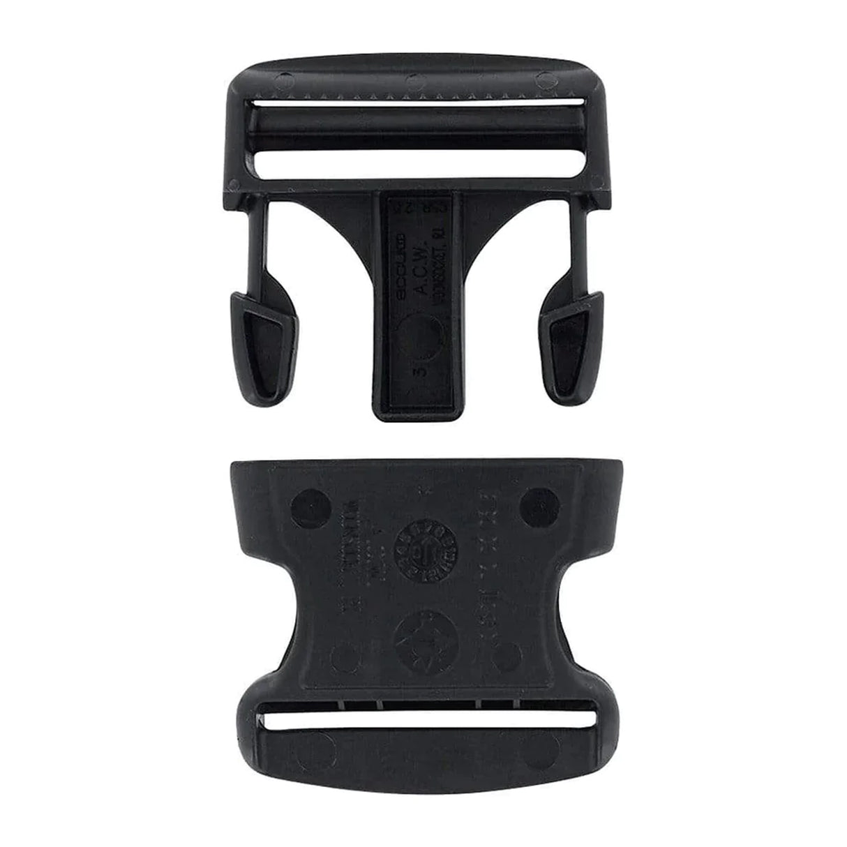 2" Black, Single Adjustable Side Squeeze Buckle, Plastic