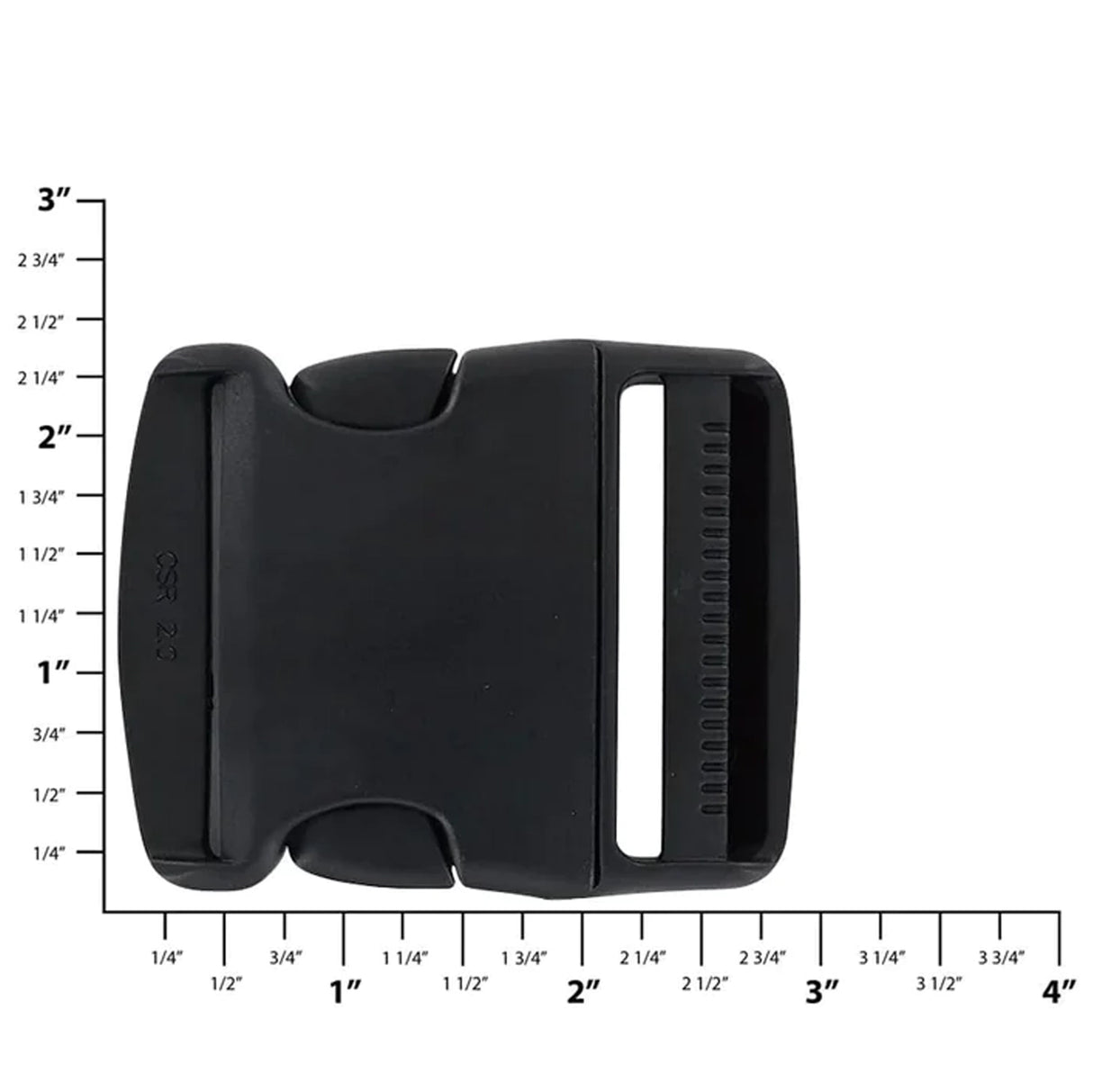 2" Black, Single Adjustable Side Squeeze Buckle, Plastic