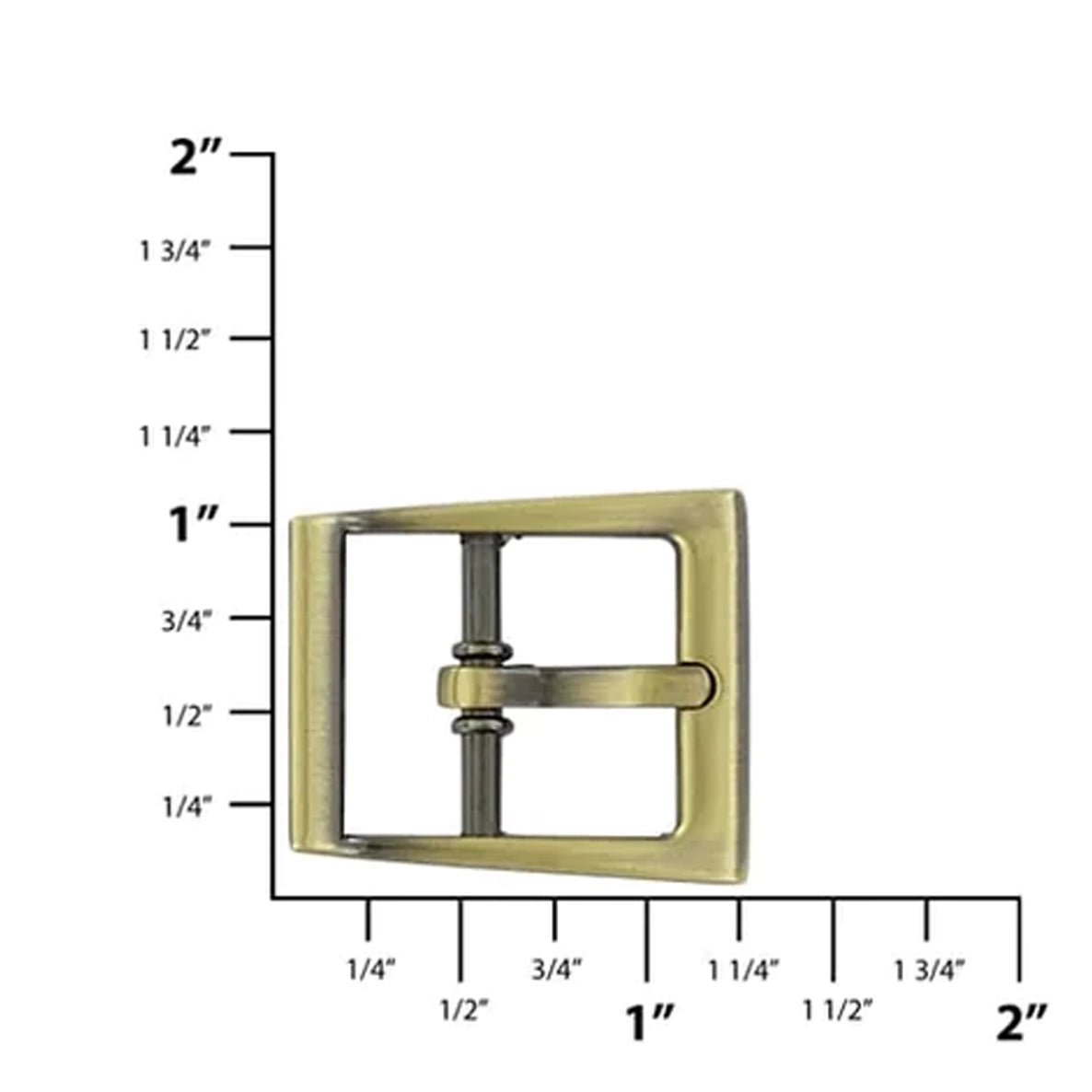 3/4" Antique Brass, Funky Center Bar Buckle, Zinc Alloy