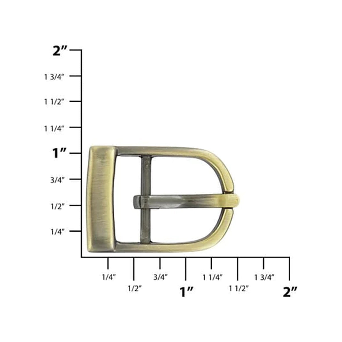 3/4" Antique Brass, 26x38mm D Shaped Center Bar Buckle, Zinc Alloy