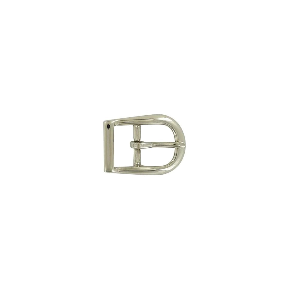 3/4" Nickel, D Shaped Center Bar Buckle, Solid Brass