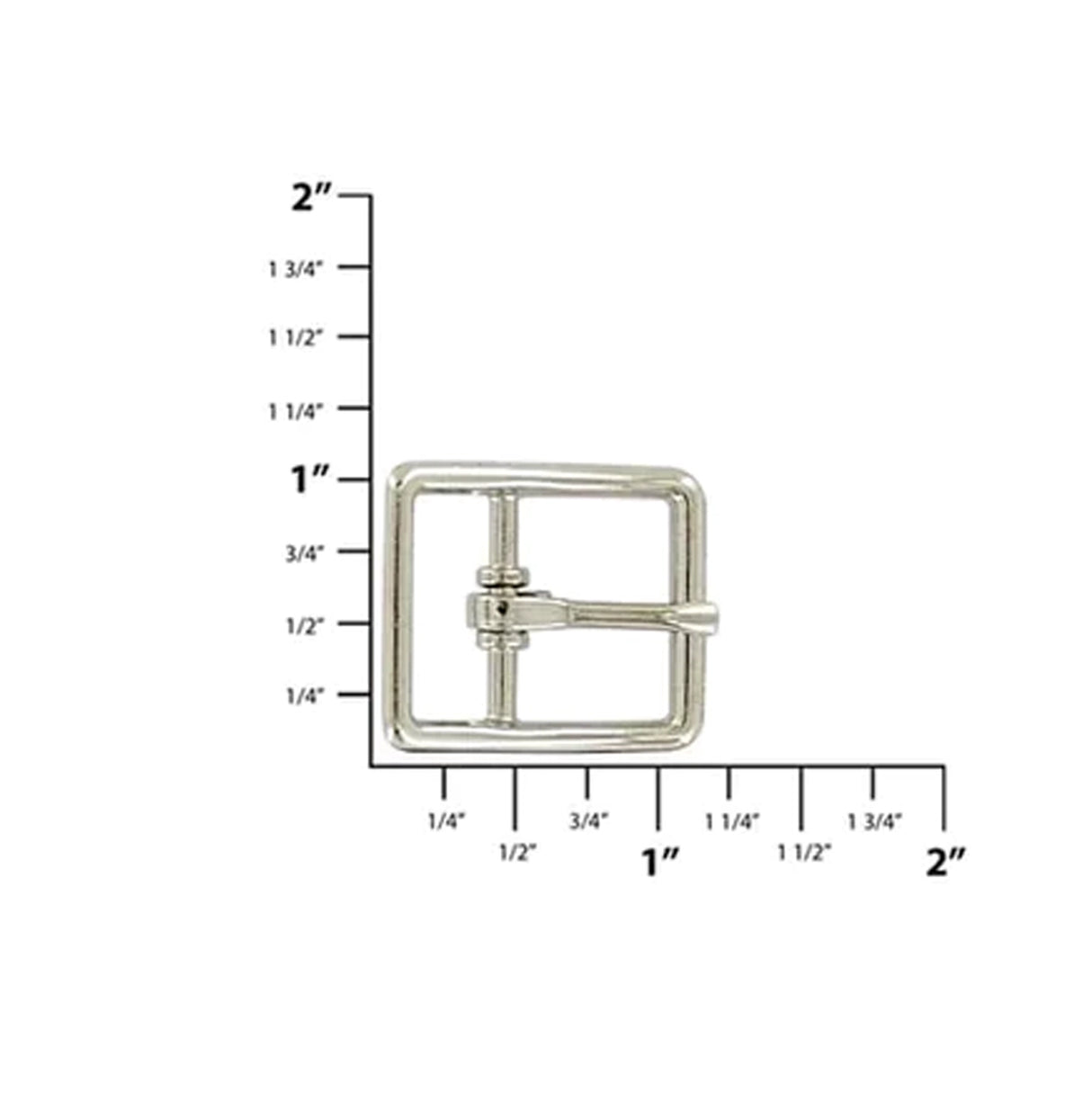 3/4" Nickel, Center Bar Buckle, Zinc Alloy