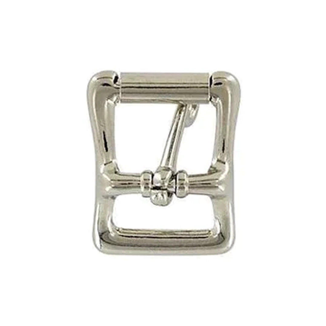 3/4" Nickel, Locking Tongue Center Bar Roller Buckle, Zinc Alloy