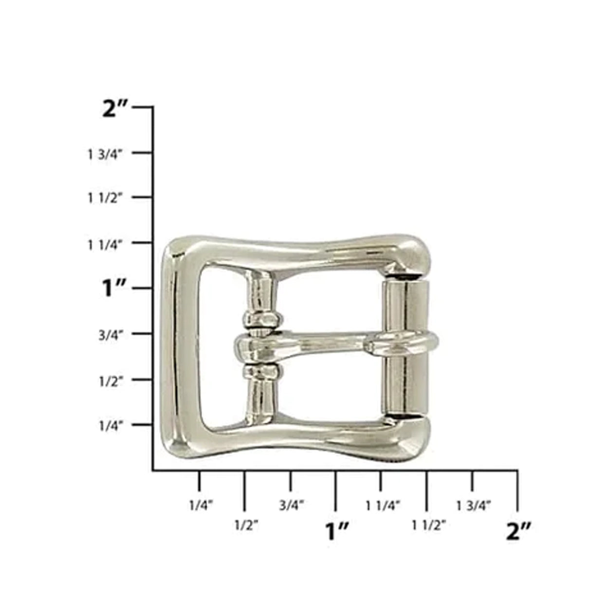 3/4" Nickel, Locking Tongue Center Bar Roller Buckle, Zinc Alloy