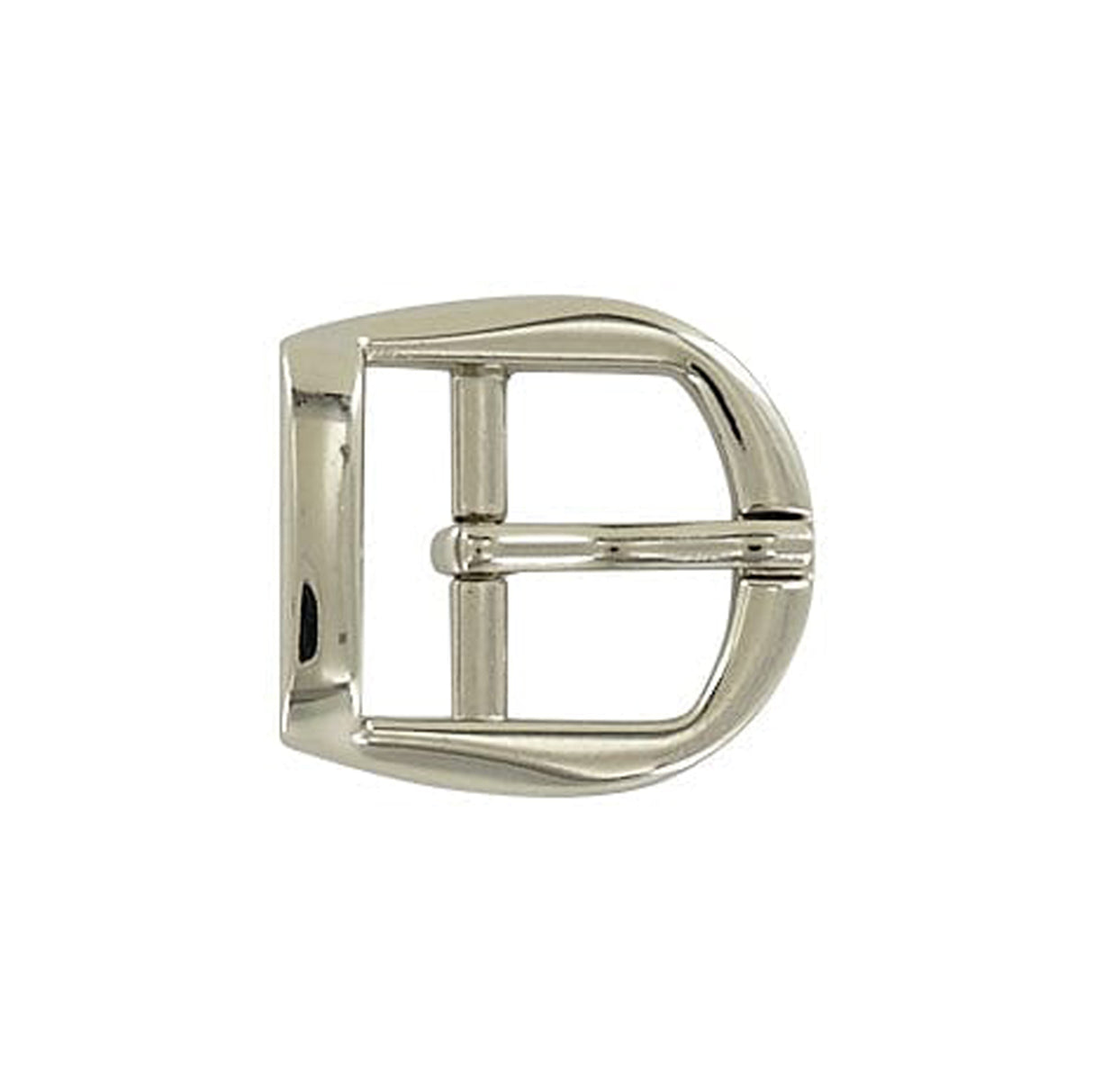3/4" Shiny Nickel, 31x34mm D Shaped Center Bar Buckle, Zinc Alloy