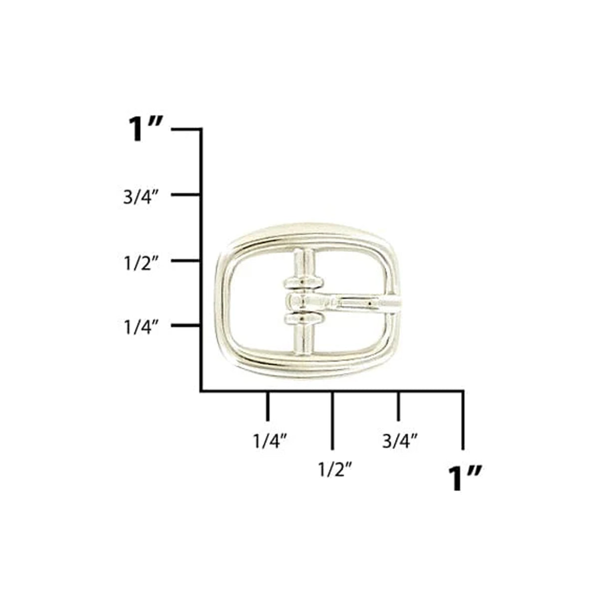3/8" Shiny Nickel, Center Bar Buckle, Zinc Alloy