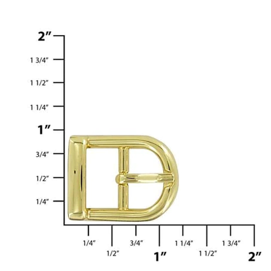 5/8" Shiny Gold, D Shaped Center Bar Buckle, Zinc Alloy
