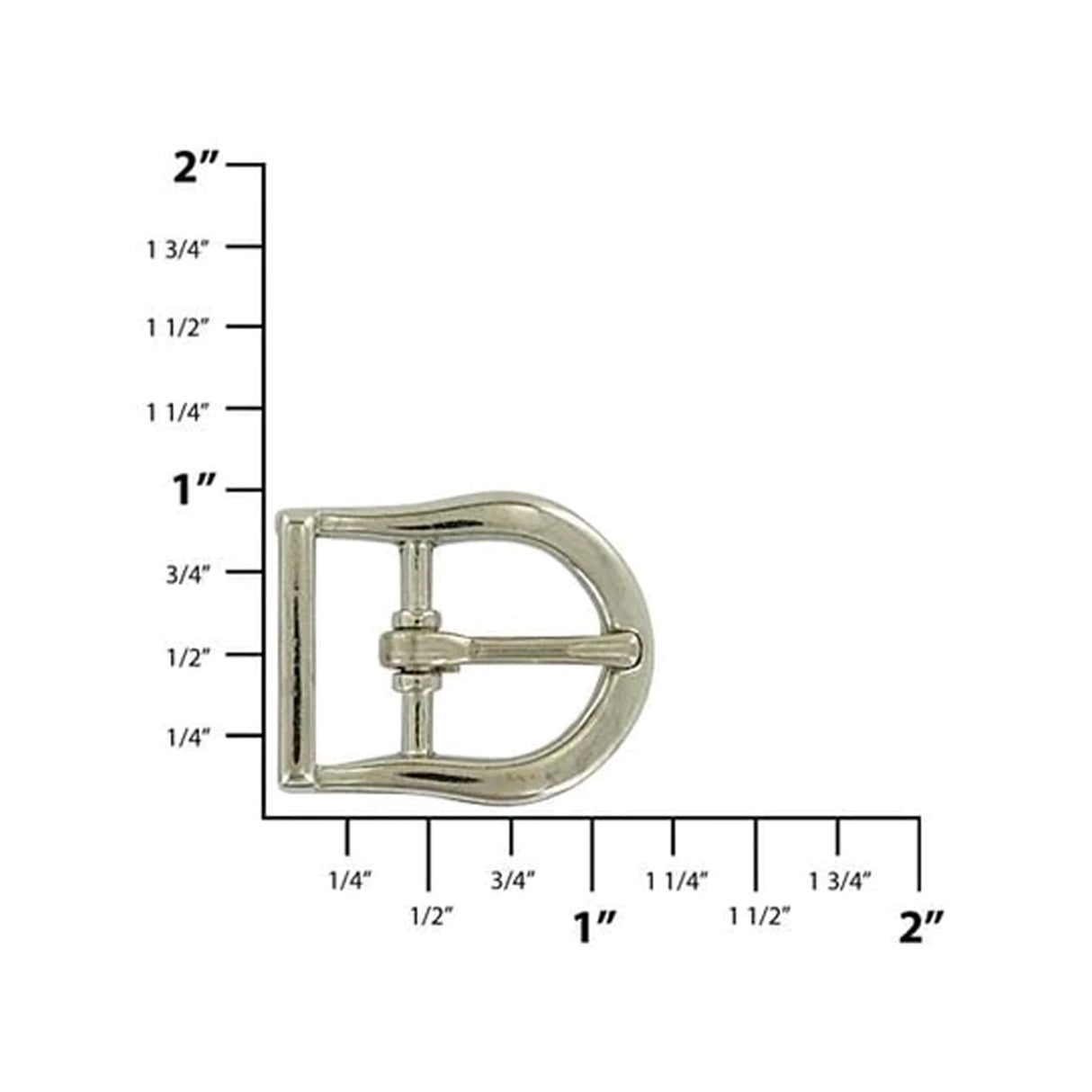 5/8" Nickel, D Shaped Center Bar Buckle, Zinc Alloy