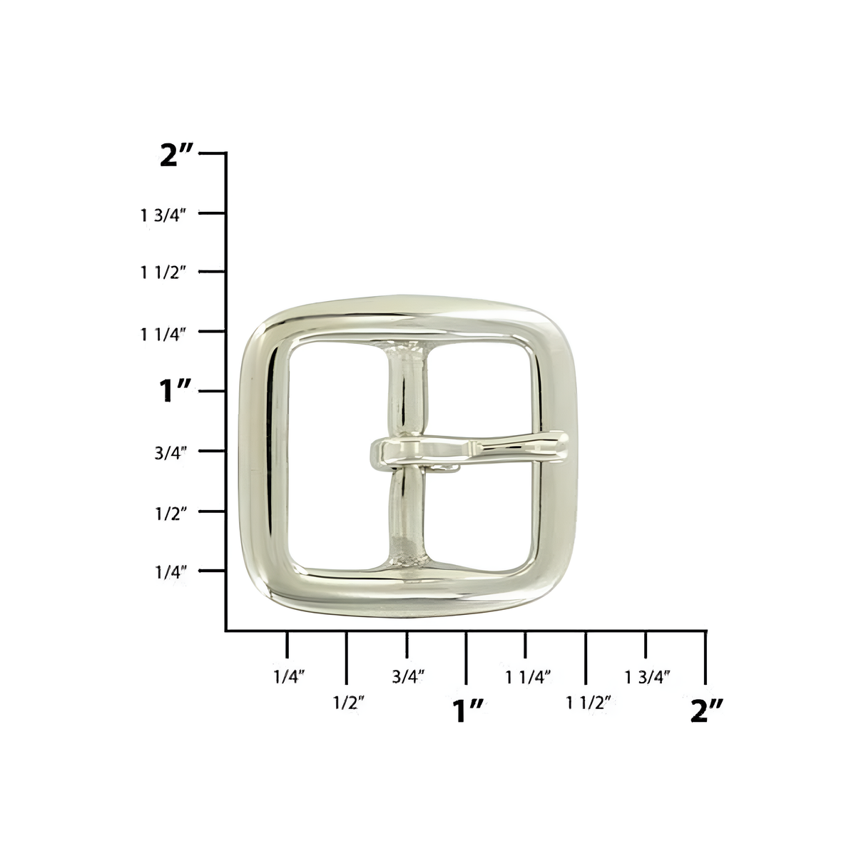 7/8" Nickel, Sam Browne Center Bar Buckle, Solid Brass