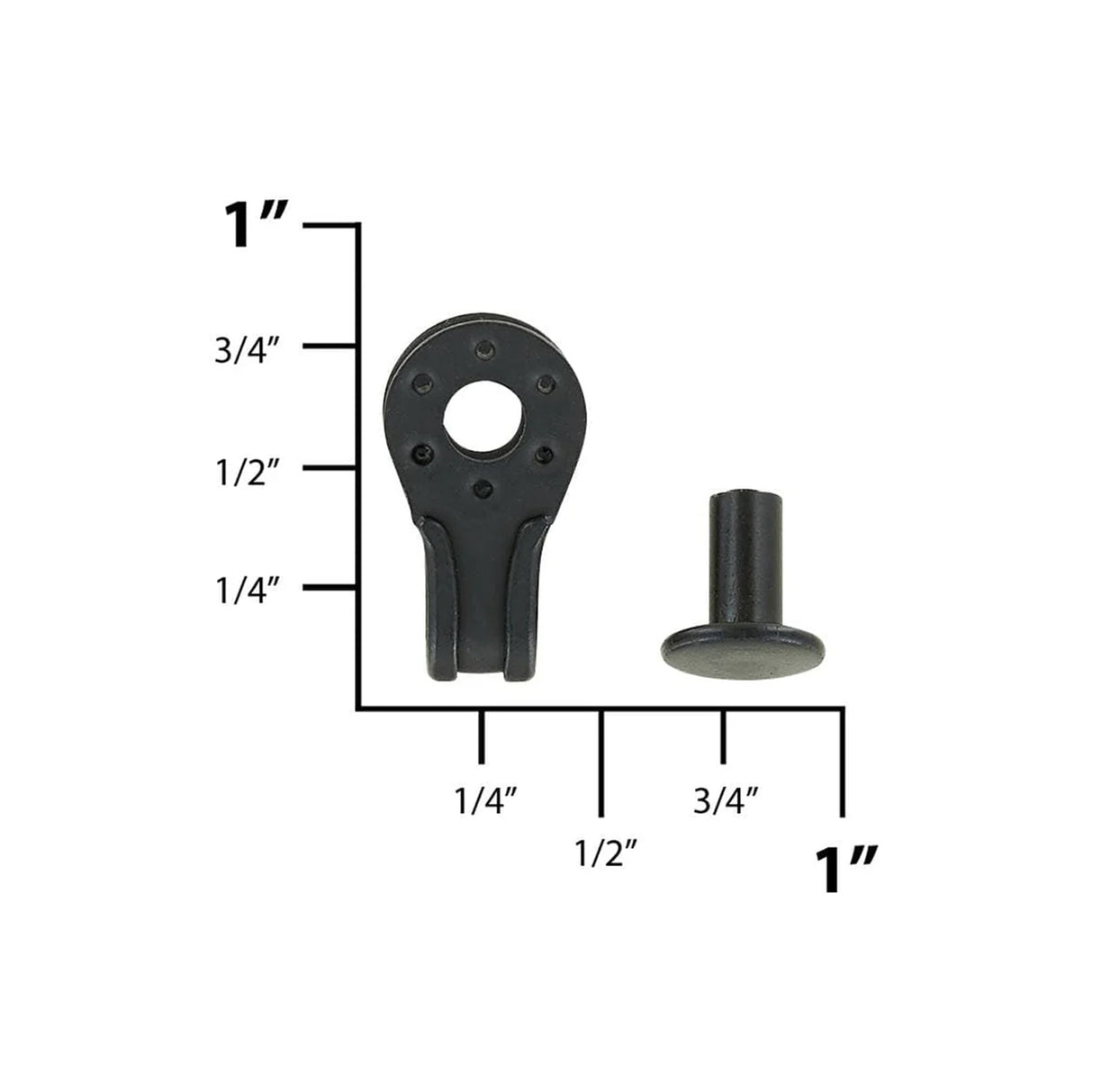 1/4" Black, Boot Hook with Rivet, Steel
