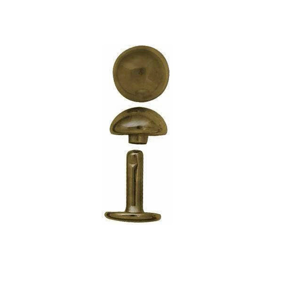 11 mm Antique Brass, Double Caop Domed Rivet, Steel - 12 pk