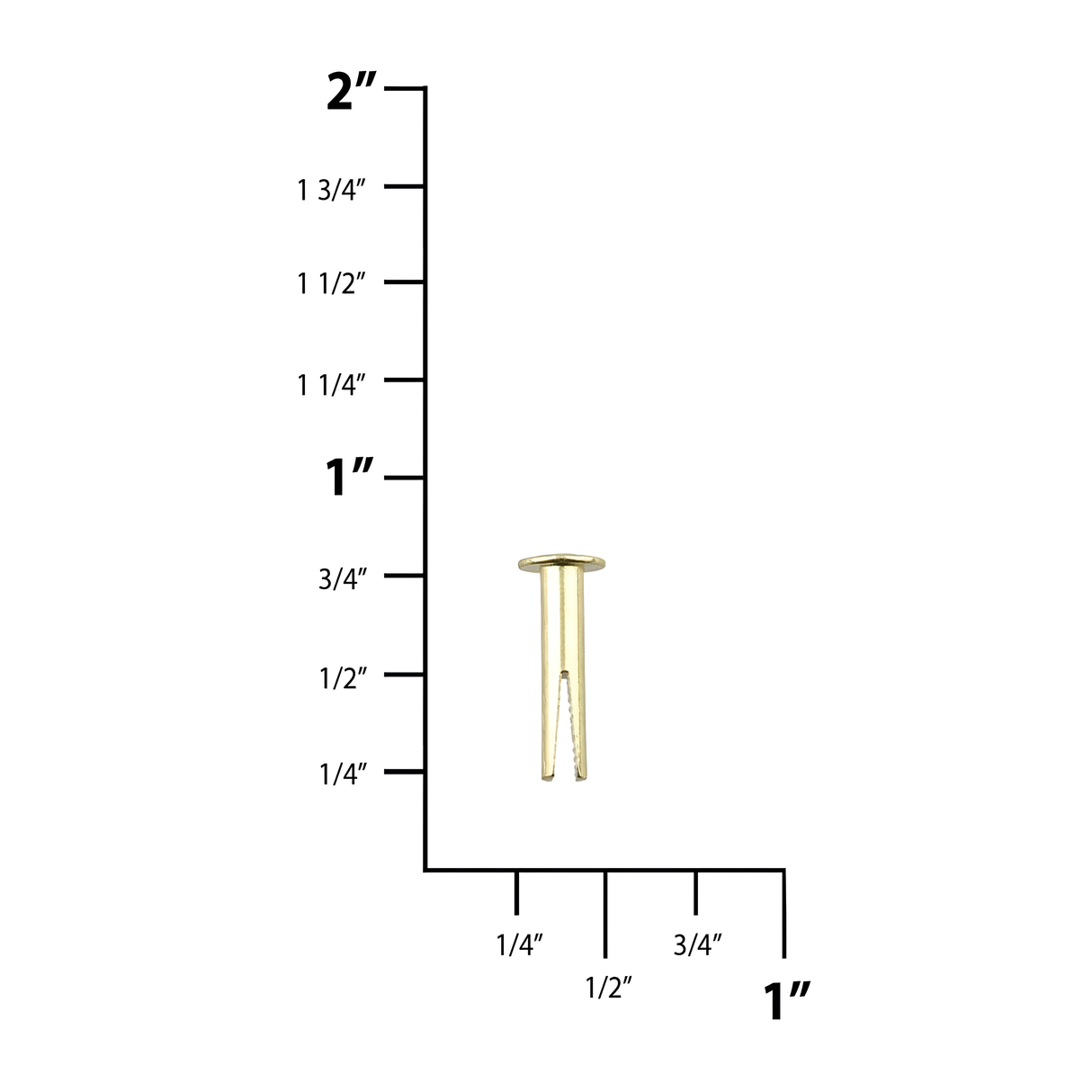 8/16" Brass, 7/32" Head Diameter Split Rivet, Steel, 24-pack