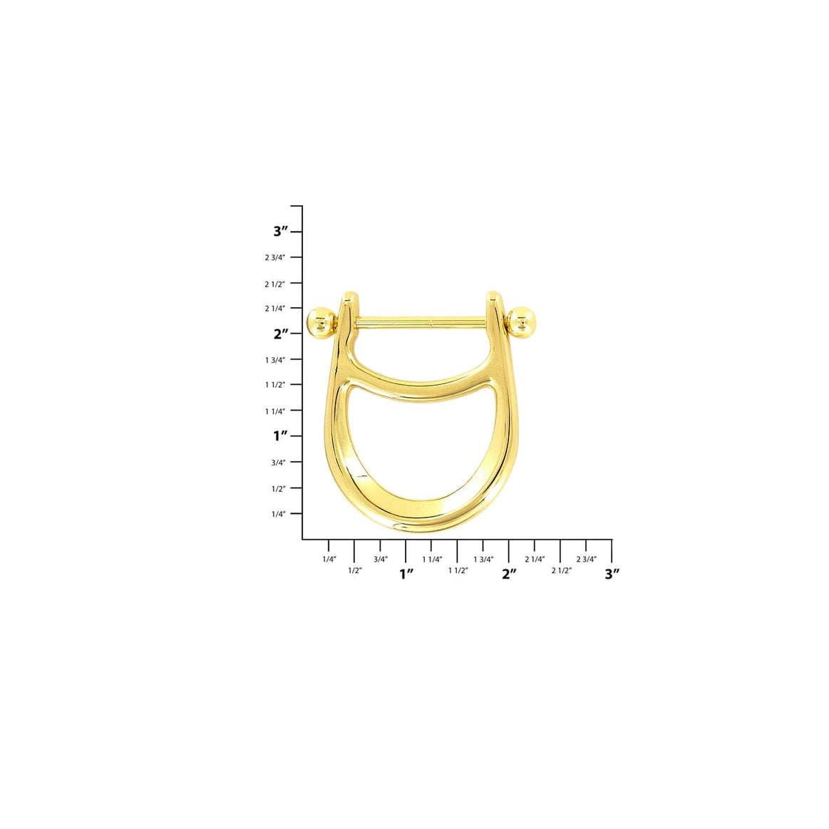 1 1/4" Shiny Gold, Horseshoe D Ring with Screw-In Pin, Zinc Alloy, #C-2102-GOLD