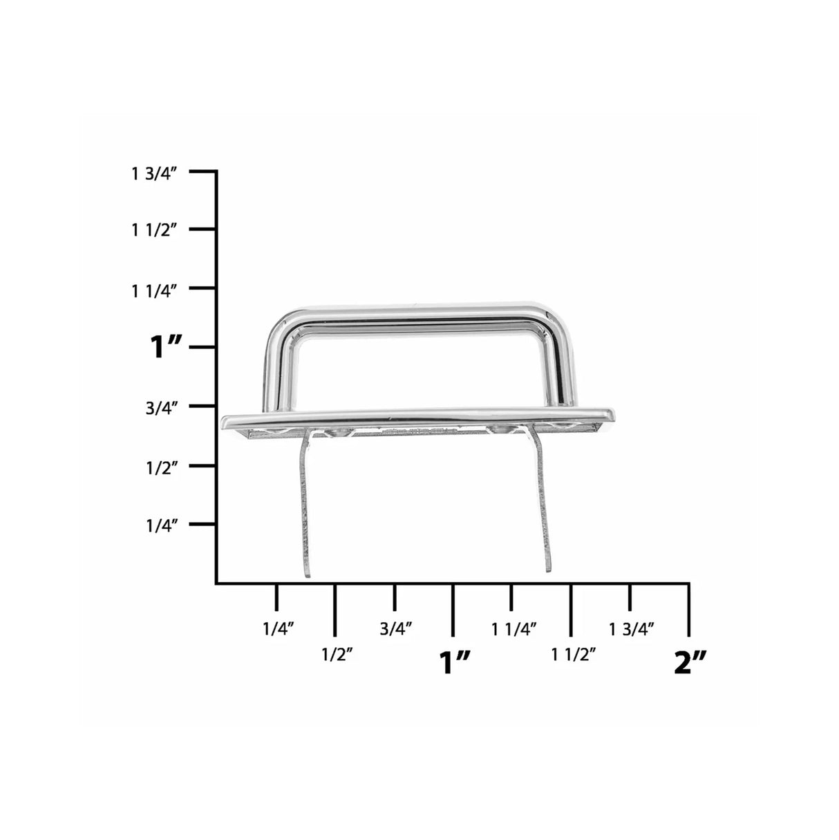 1" Shiny Nickel, Strap Handle Loop with Prongs, Zinc Alloy