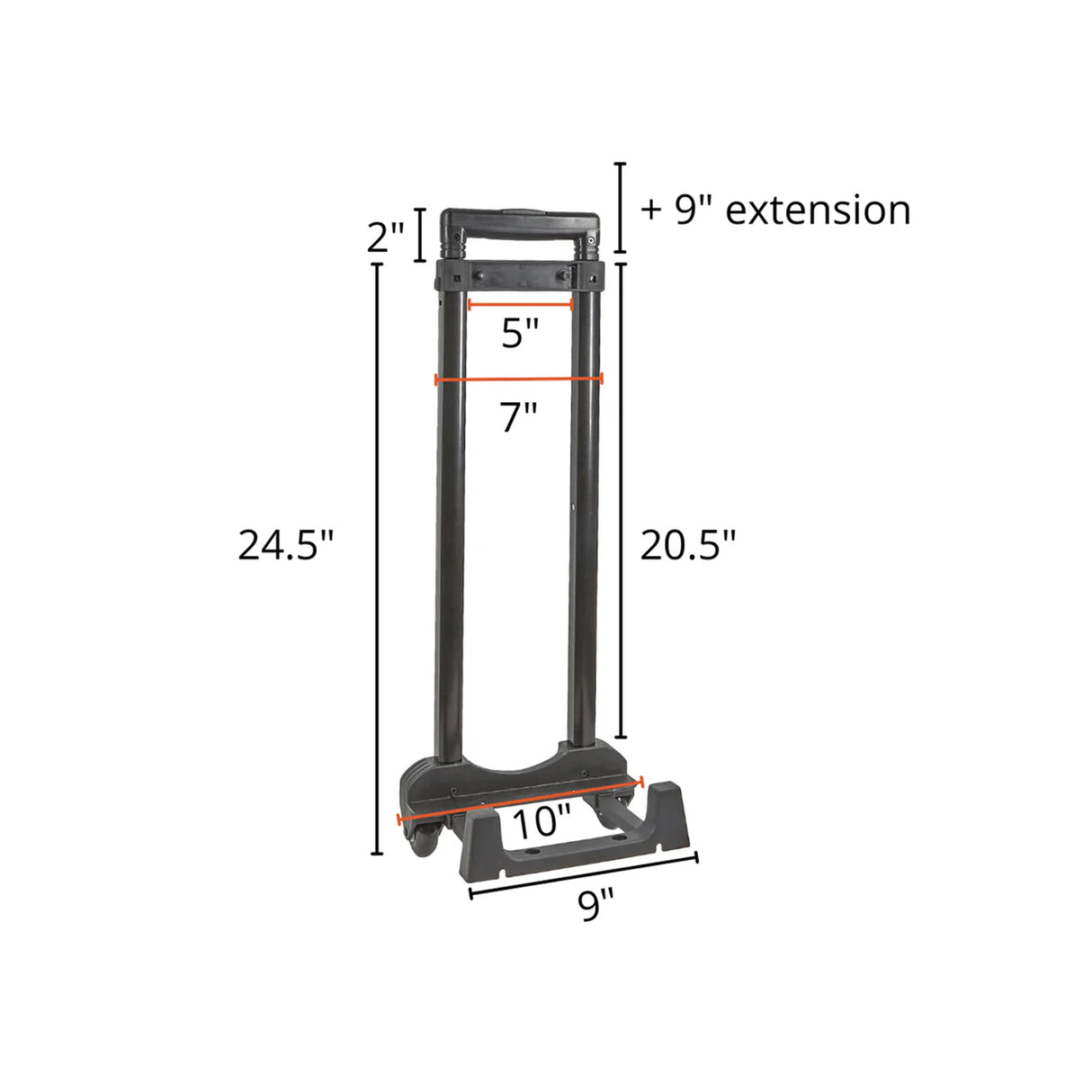 20.5" Black, Luggage Pull Handle Assembly
