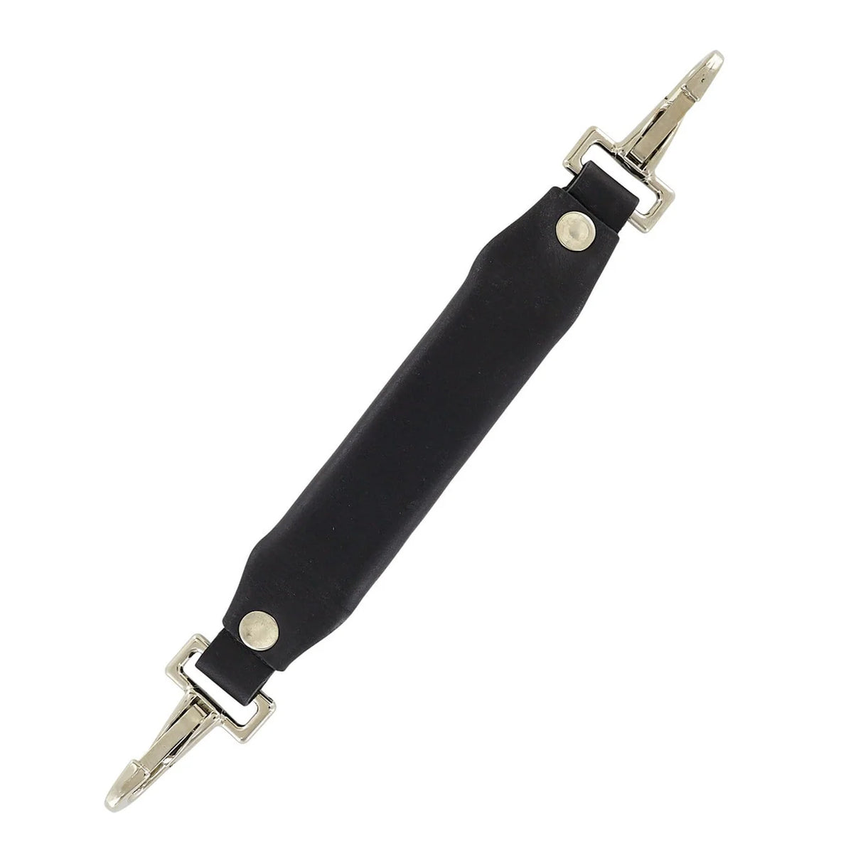 5 1/4" Black, Emergency Handle with Nickel Hardware, Leather