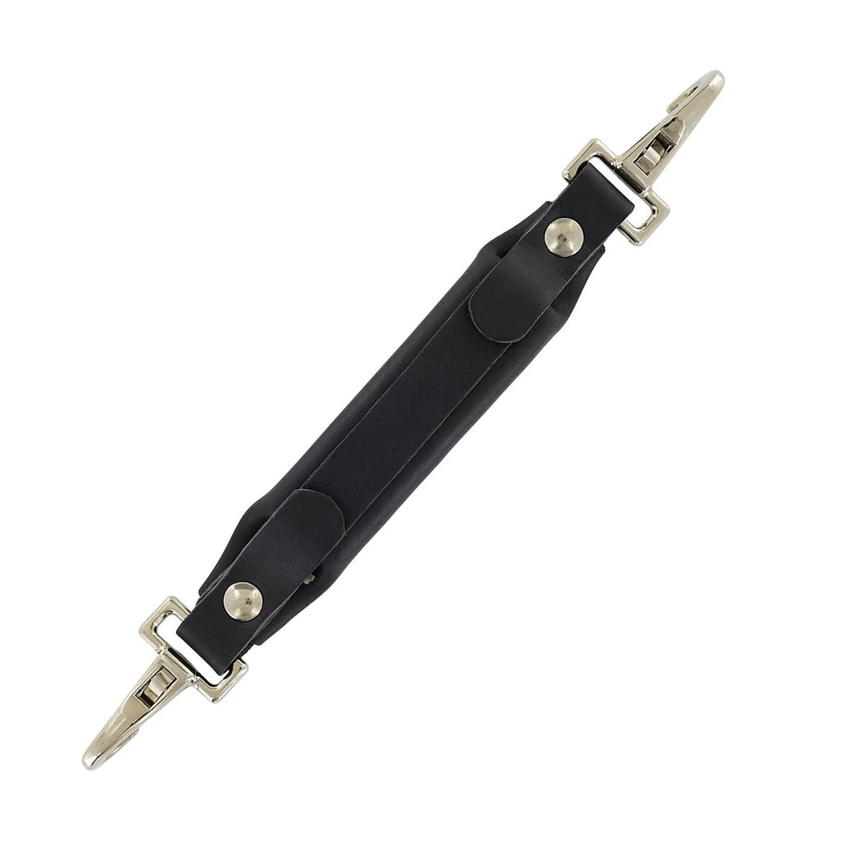 5 1/4" Black, Emergency Handle with Nickel Hardware, Leather
