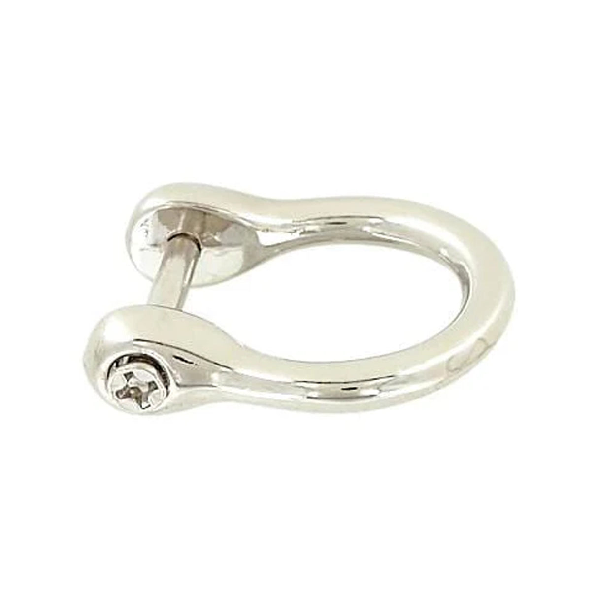 5/8" Shiny Nickel, Horseshoe Ring with Screw-In Pin, Zinc Alloy