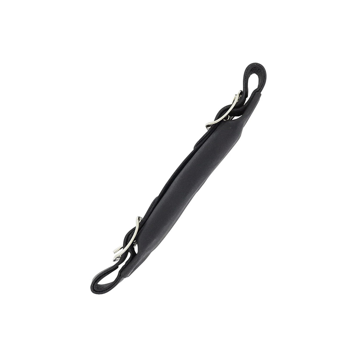 6 1/2" Black, Emergency Handle with Nickel Hardware, Leather, #67-BLK