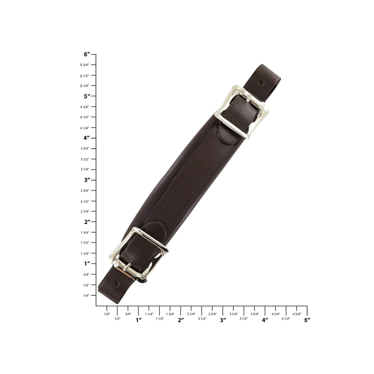 6 1/2" Brown, Emergency Handle with Nickel Hardware, Leather