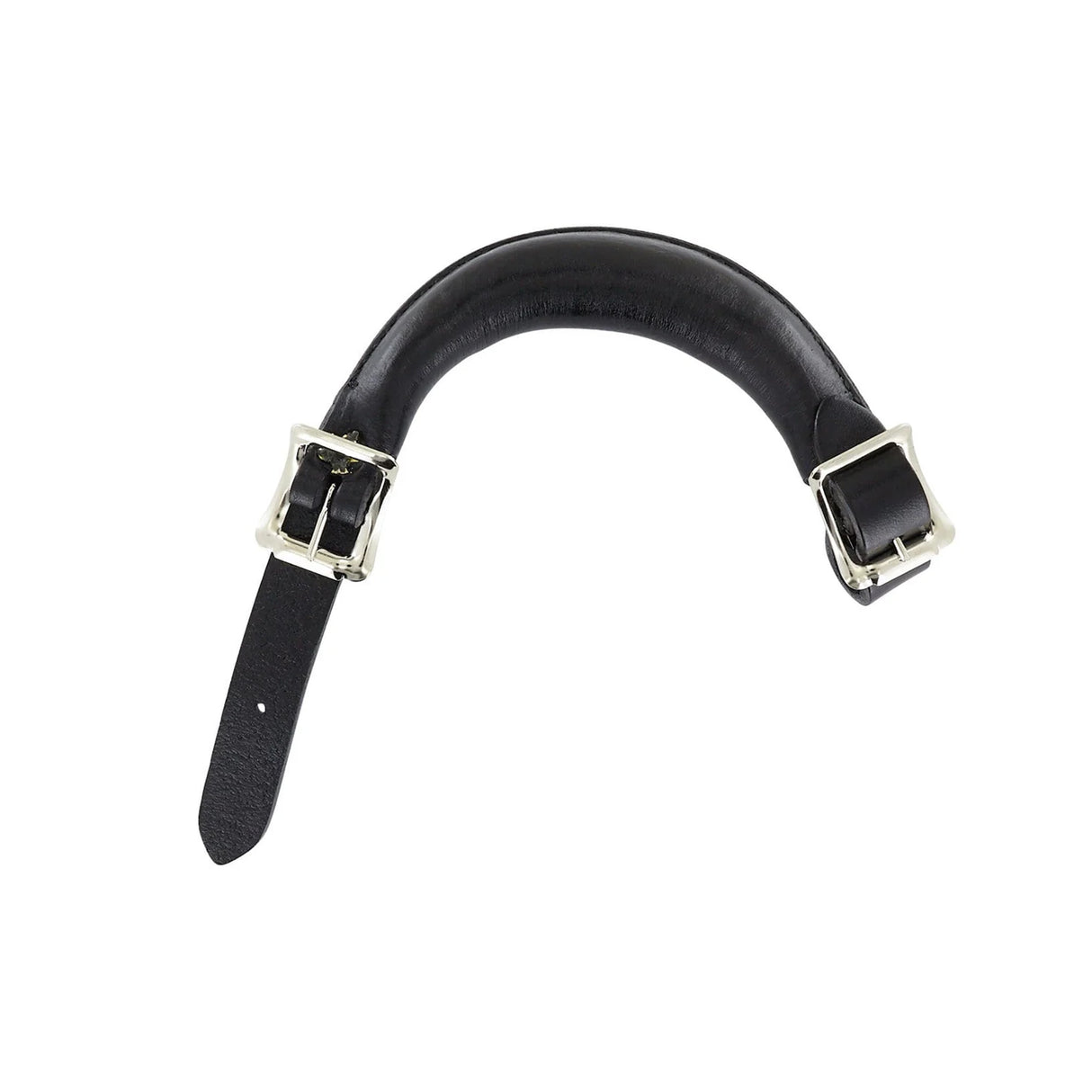 6" Black, Emergency Handle with Nickel Hardware, Leather